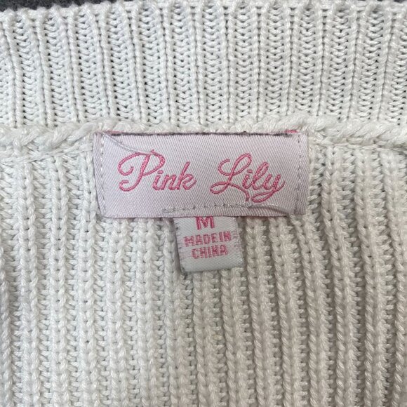 Pink Lily Colorblock Knit Crewneck Sweater Pullover Womens size Medium - Picture 6 of 9